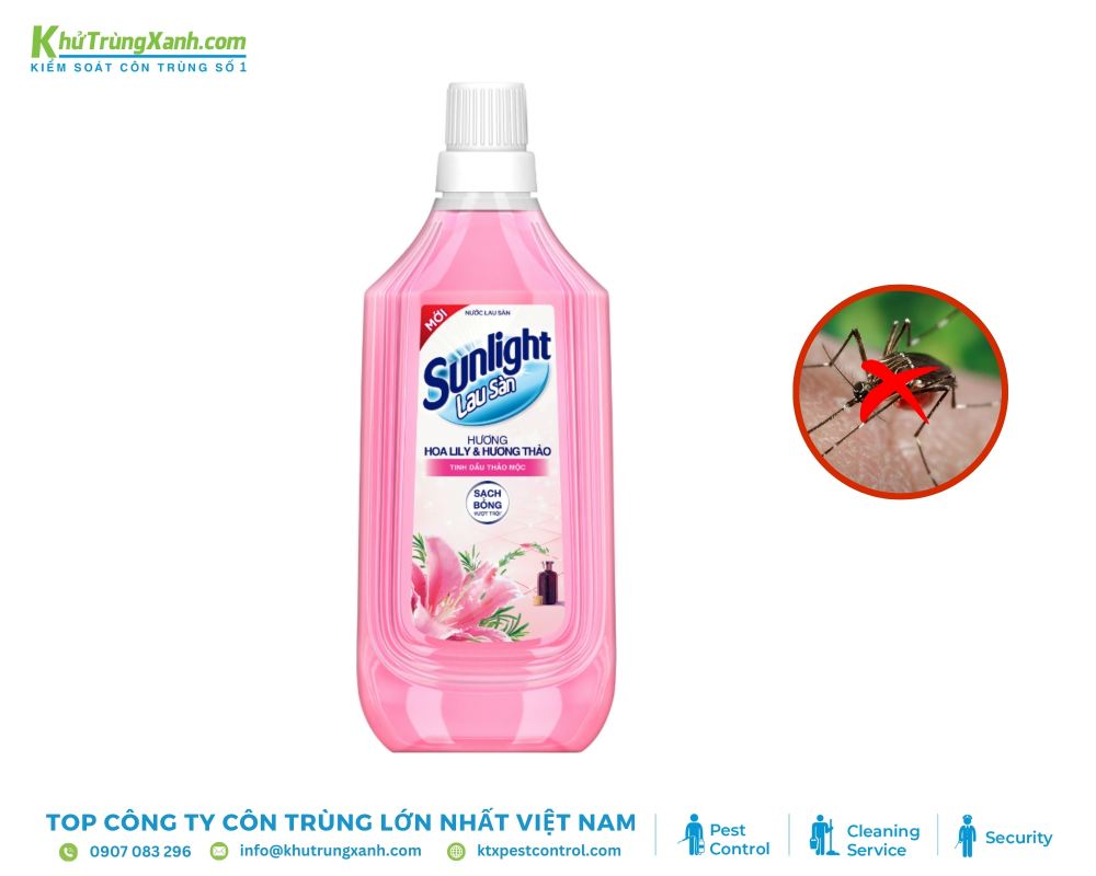 Nước lau nhà thường có khả năng diệt khuẩn, giúp loại bỏ môi trường sống của muỗi