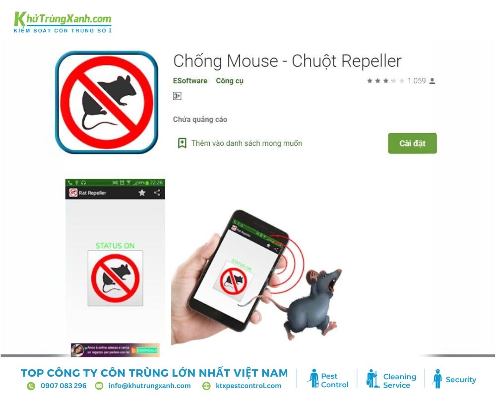 Sử dụng ứng dụng có âm thanh đuổi chuột trên điện thoại