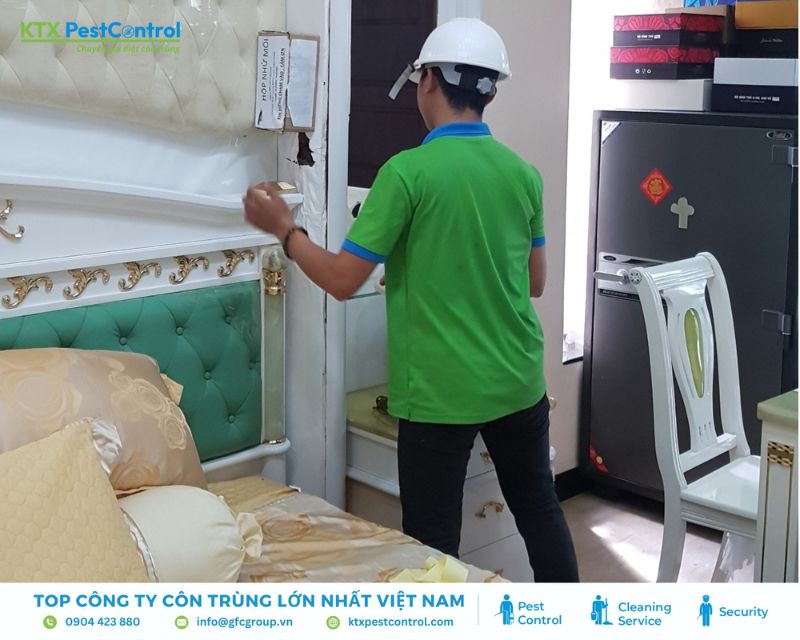 Kỹ thuật viên đến khảo sát và đặt hộp nhử mối tại nhà Phú Nhuận