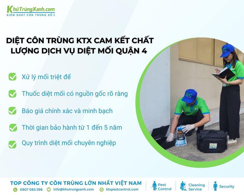 Diệt côn trùng cam kết cung cấp dịch vụ diệt mối tại Quận 4 an toàn tuyệt đối vật nuôi và con người