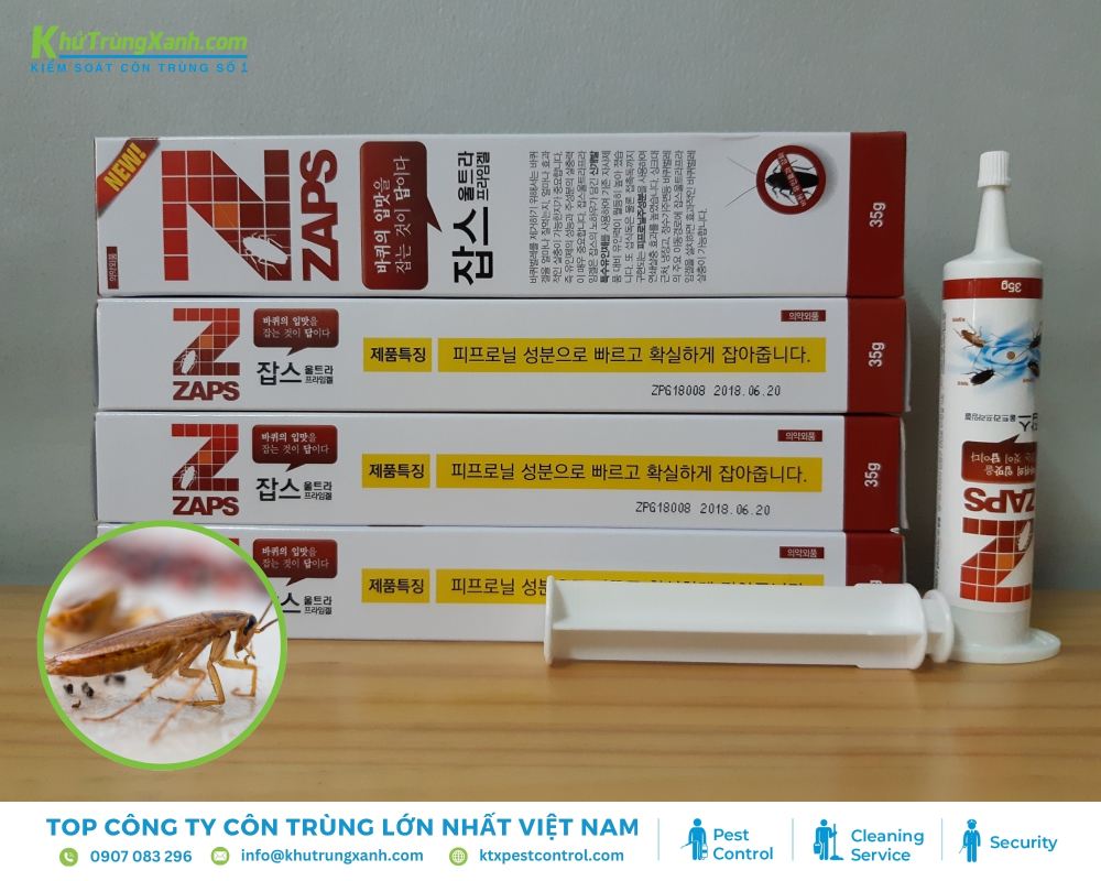Thuốc diệt gián Đức Zaps có khả năng lan truyền từ con gián đã ăn mồi sang những con khác trong tổ 