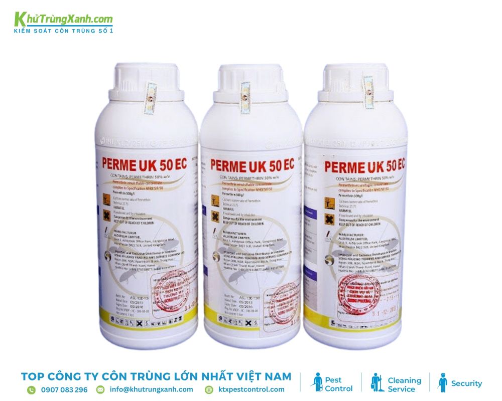 Thuốc diệt muỗi Perme UK 50EC tác động lên hệ thần kinh của muỗi, gây liệt và làm chúng chết nhanh chóng