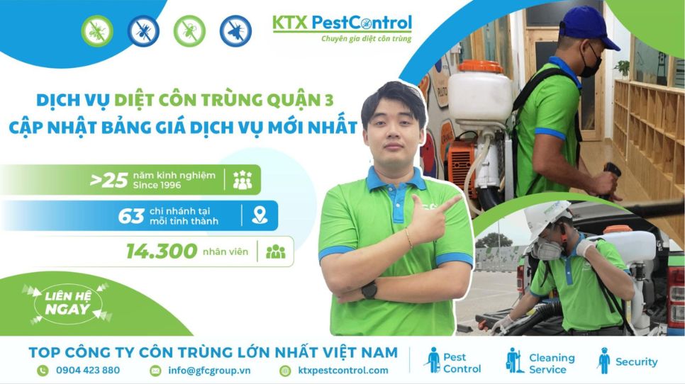 Dịch vụ diệt côn trùng Quận 3 – Cập nhật bảng giá dịch vụ mới nhất 