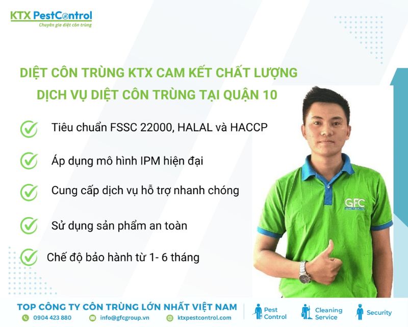 Diệt côn trùng KTX cam kết chất lượng dịch vụ diệt côn trùng tại Quận 10