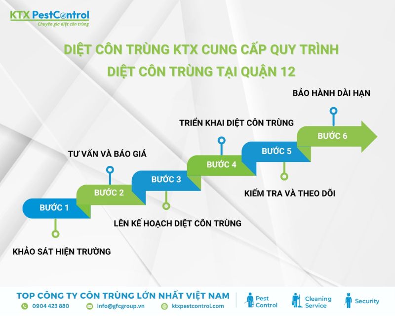 Quy trình diệt côn trùng quận 12 bao gồm 6 bước chuyên nghiệp