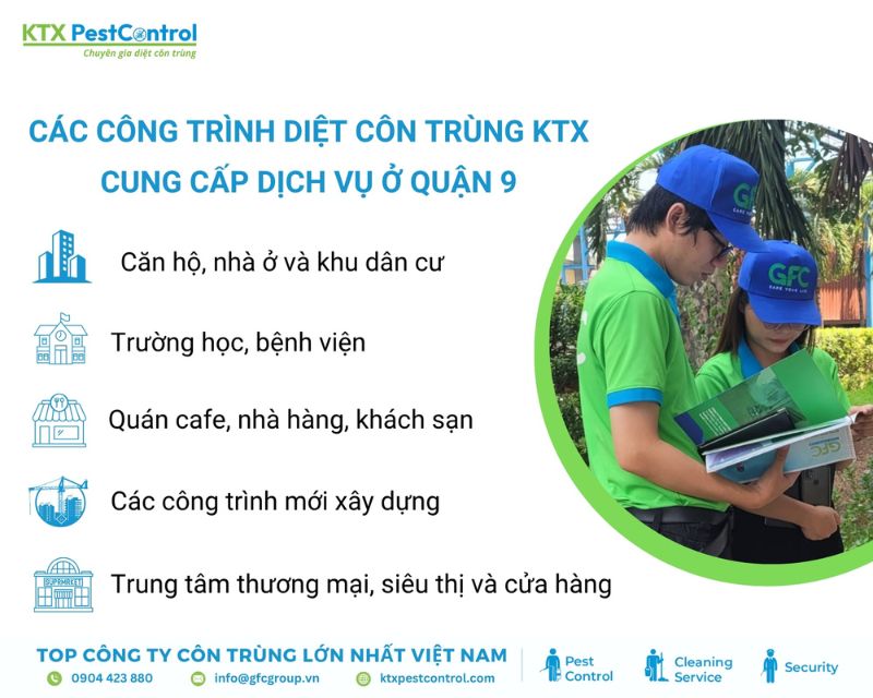 Các công trình mà KTX cung cấp dịch vụ diệt côn trùng tại Quận 9