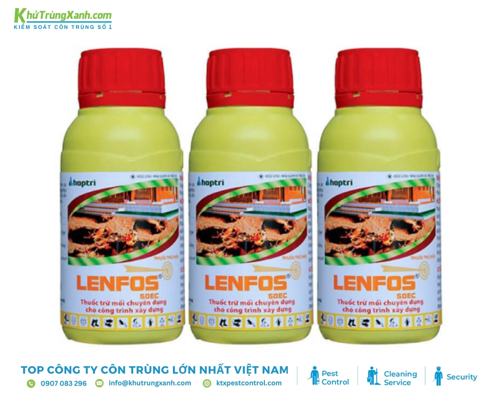 Thành phần chính của thuốc trừ mối Lenfos 50ec là Chlorpyrifos Ethyl 50%