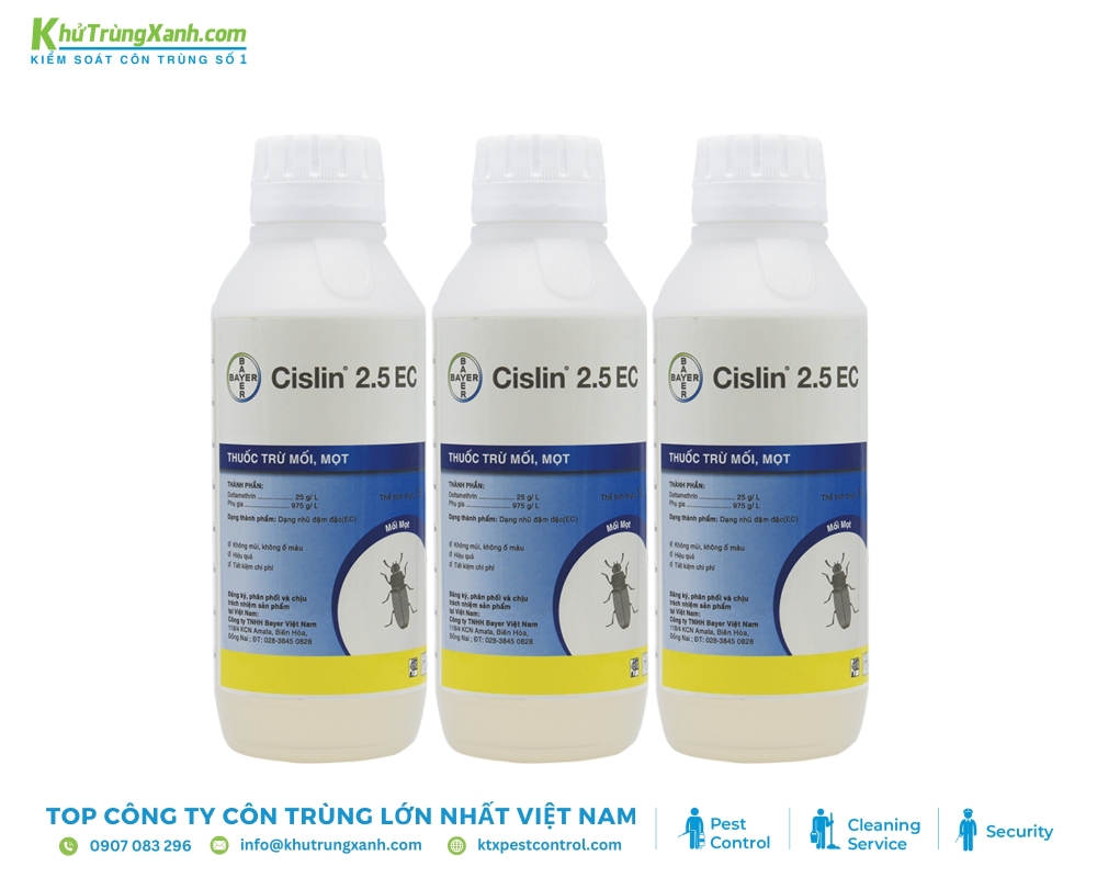 Thành phần chính của thuốc trừ mối Cislin 2.5 Ec bao gồm deltamethrin 2,5% (25g/l)