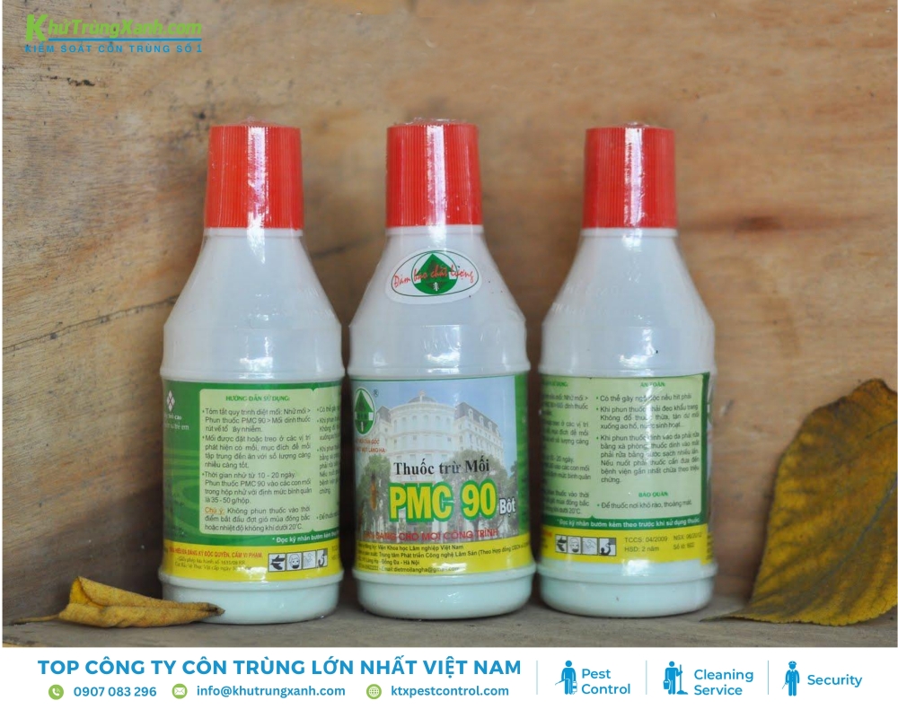 Thành phần chính của thuốc diệt mối PMC 90 bao gồm natri florua silicat, đồng sunfat