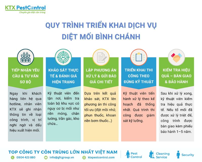 KTX thực hiện quy trình diệt mối tại Bình Chánh gồm 5 bước