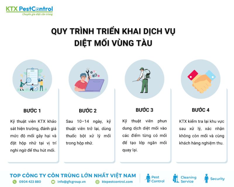 KTX áp dụng quy trình diệt mối Vũng Tàu uy tín