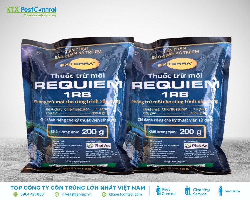 Requiem 1RB là bả diệt mối sinh học an toàn, không mùi, lây lan chậm và hiệu quả trong tổ mối