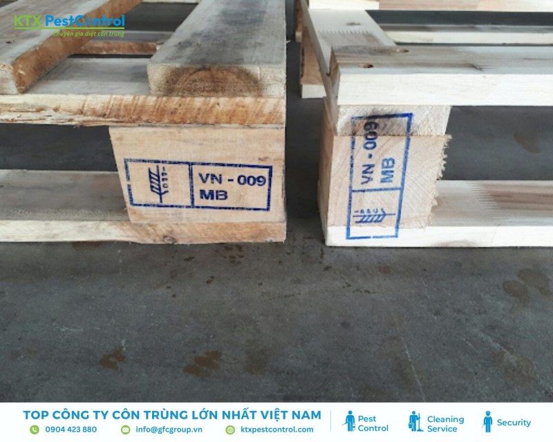 Pallet sau xử lý được đóng dấu khử trùng chuẩn ISPM 15 ở hai mặt đối diện, dễ kiểm tra