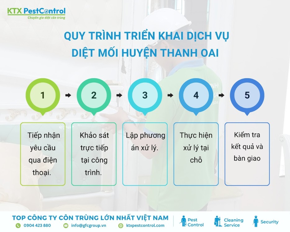 Quy trình dịch vụ diệt mối tại huyện Thanh Oai được KTX thực hiện bài bản, đúng kỹ thuật