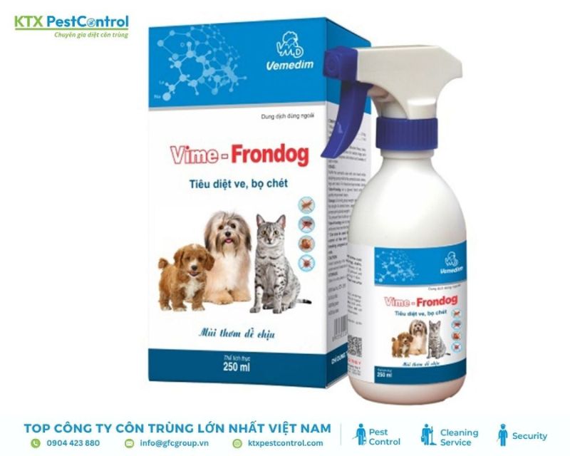 Thuốc xịt trị bọ chét cho chó mèo Vime Frondog an toàn