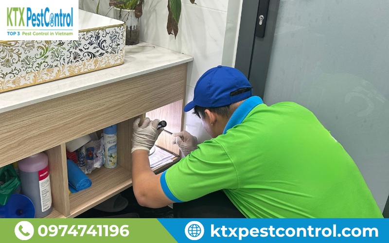 Sau khi tiếp nhận yêu cầu, KTX sẽ tới khảo sát địa điểm thực tế để lên phương án diệt mối tối ưu nhất 