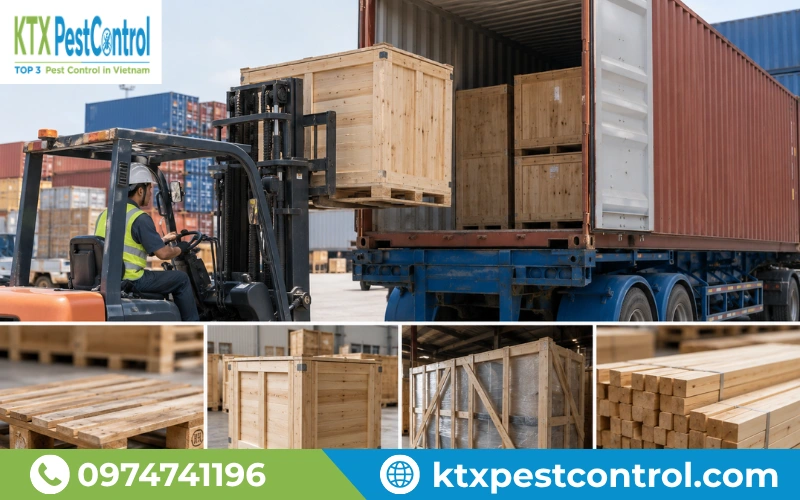 Hàng hóa xuất khẩu sử dụng vật liệu đóng gói bằng gỗ