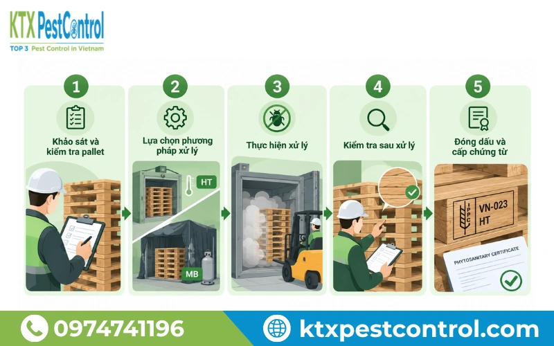 Quy trình hun trùng pallet gỗ theo tiêu chuẩn ISPM 15 tại Diệt Côn Trùng KTX